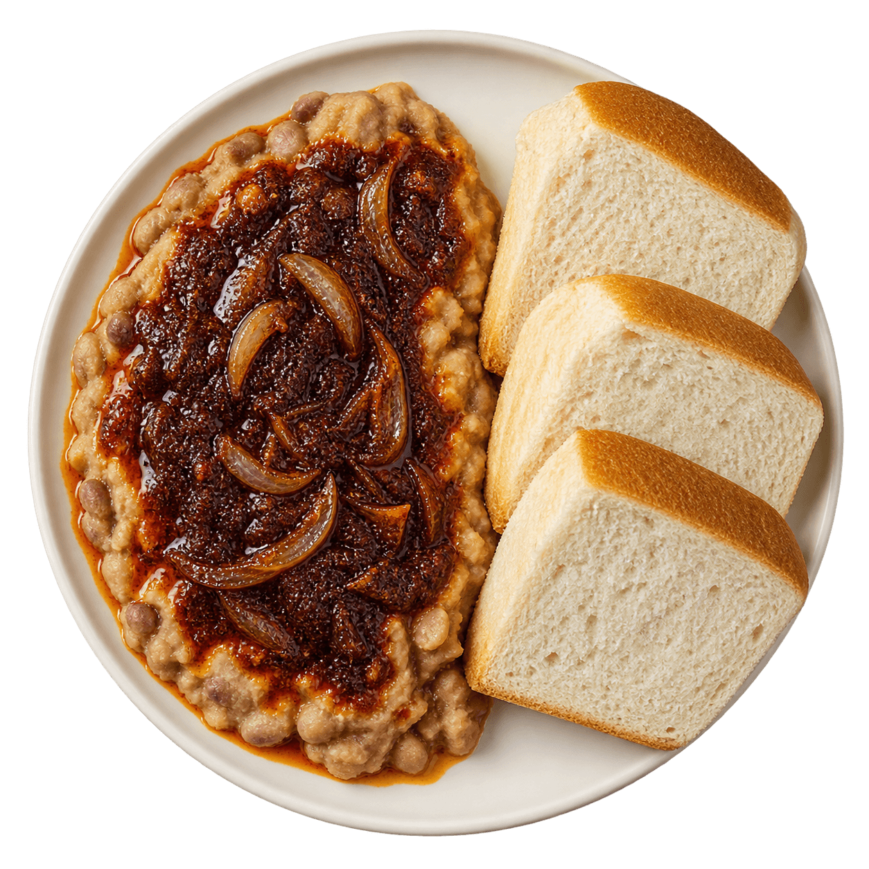 Agege bread and ewa agoyin beans with rich pepper sauce
